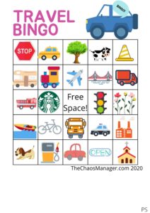 Travel Bingo-Preschool Edition TheChaosManager.com