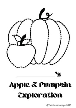 Cover of an apple and pumpkin exploration packet for elementary or preschool students. 