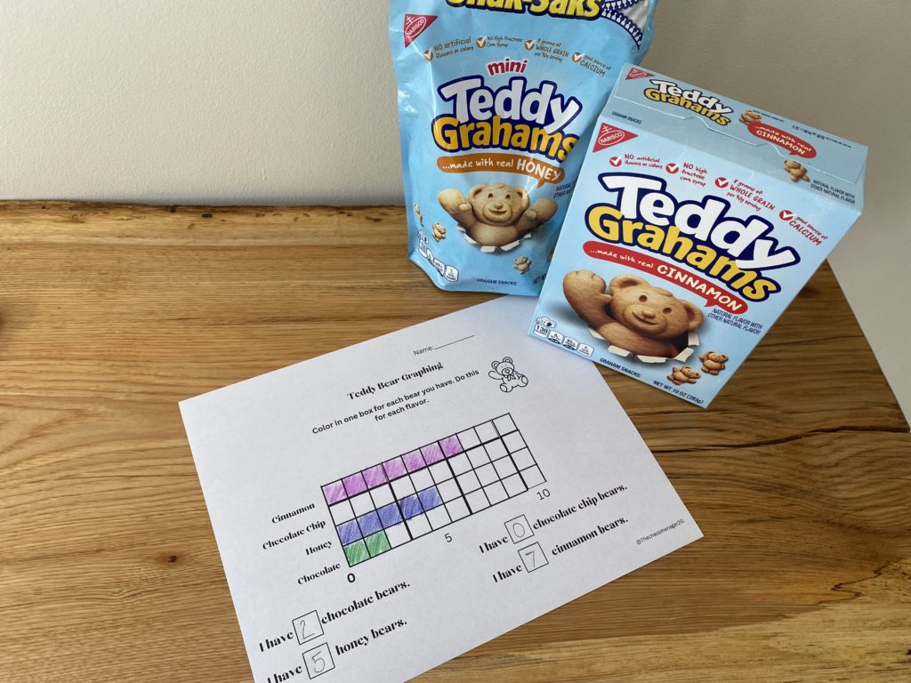 Teddy Graham crackers and a graph to chart how many of each flavor,