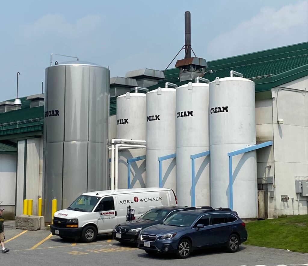 Sugar, milk and cream silos at the Ben & Jerry's Factory. 