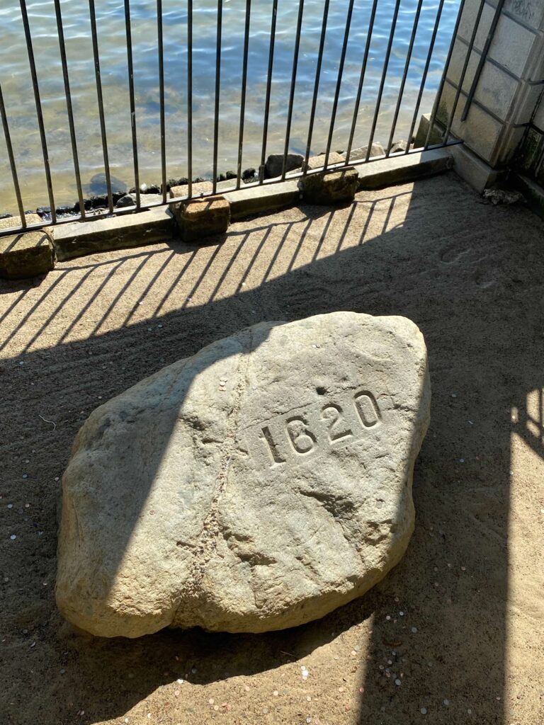 Plymouth Rock-A rock stamped with 1620 